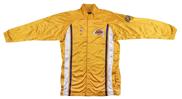 2001 Kobe Bryant Game Used and Signed NBA Finals Los Angeles Lakers Warm Up Jacket (Lakers LOA)